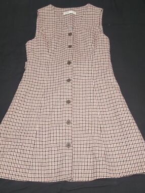 MIXXO Small Sleeveless Houndstooth Button-Front Dress